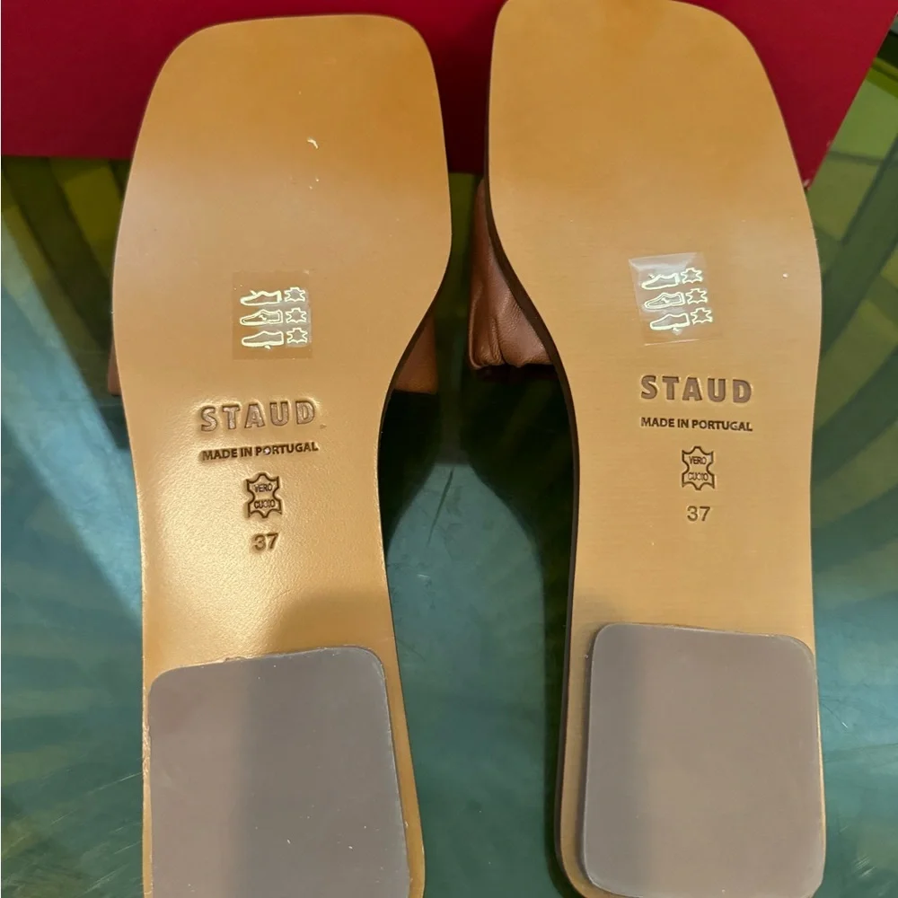 Staud tan ruched sandals
